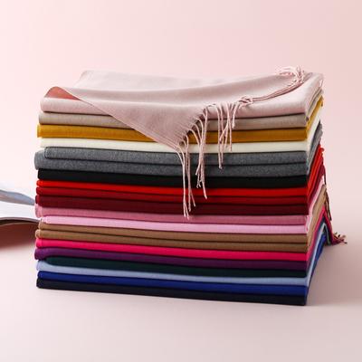 Six Solid Color Imitation Cashmere Scarves Women'S Monochrome Warm Scarves Shawl Gifts Big Red Scarves