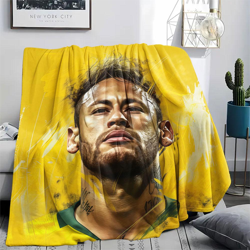 1PC Neymar Patterned Flannel Blanket Suitable For All Seasons for Home Decor Warmth and Comfort Gifts Holiday Present