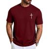 Camiseta Casual Gráfica Ajustada para Hombre con Cruz Cristiana Aiyino