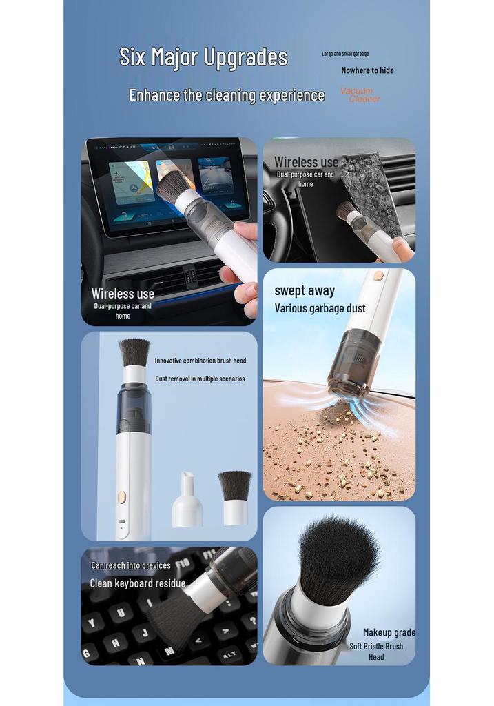 Ultra-Soft Wireless Car Vacuum Cleaner with High Suction & Blowing Function