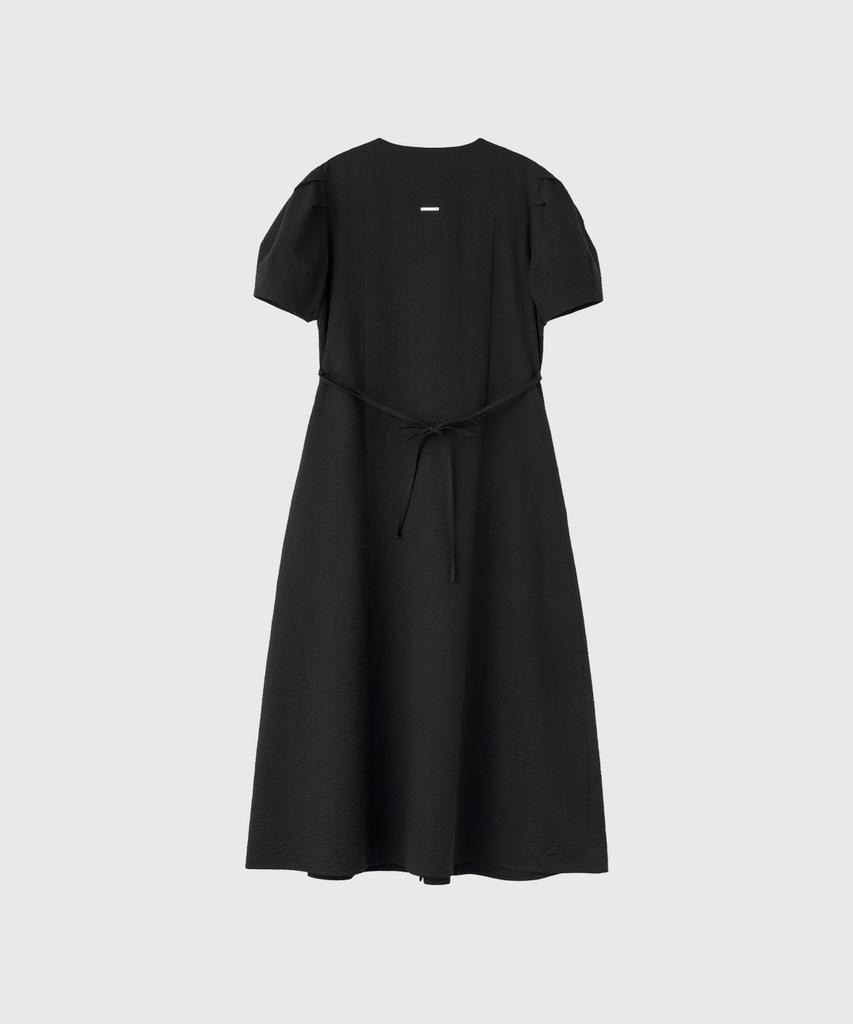 General Idea V-Neck Puff Long Dress [Black] / Wbe2L15510