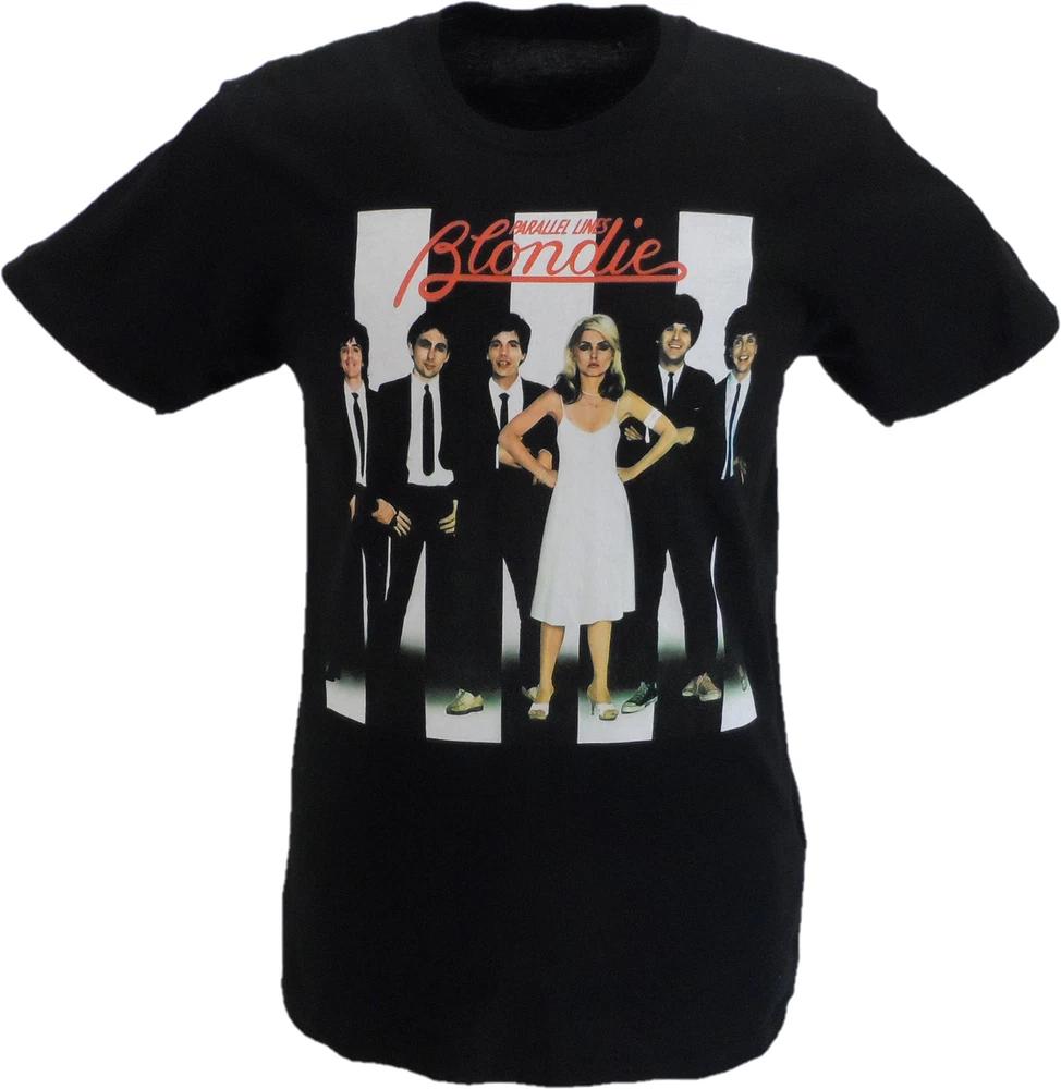 Unisexs Black Official Blondie Parallel Lines with Back Print T Shirt S