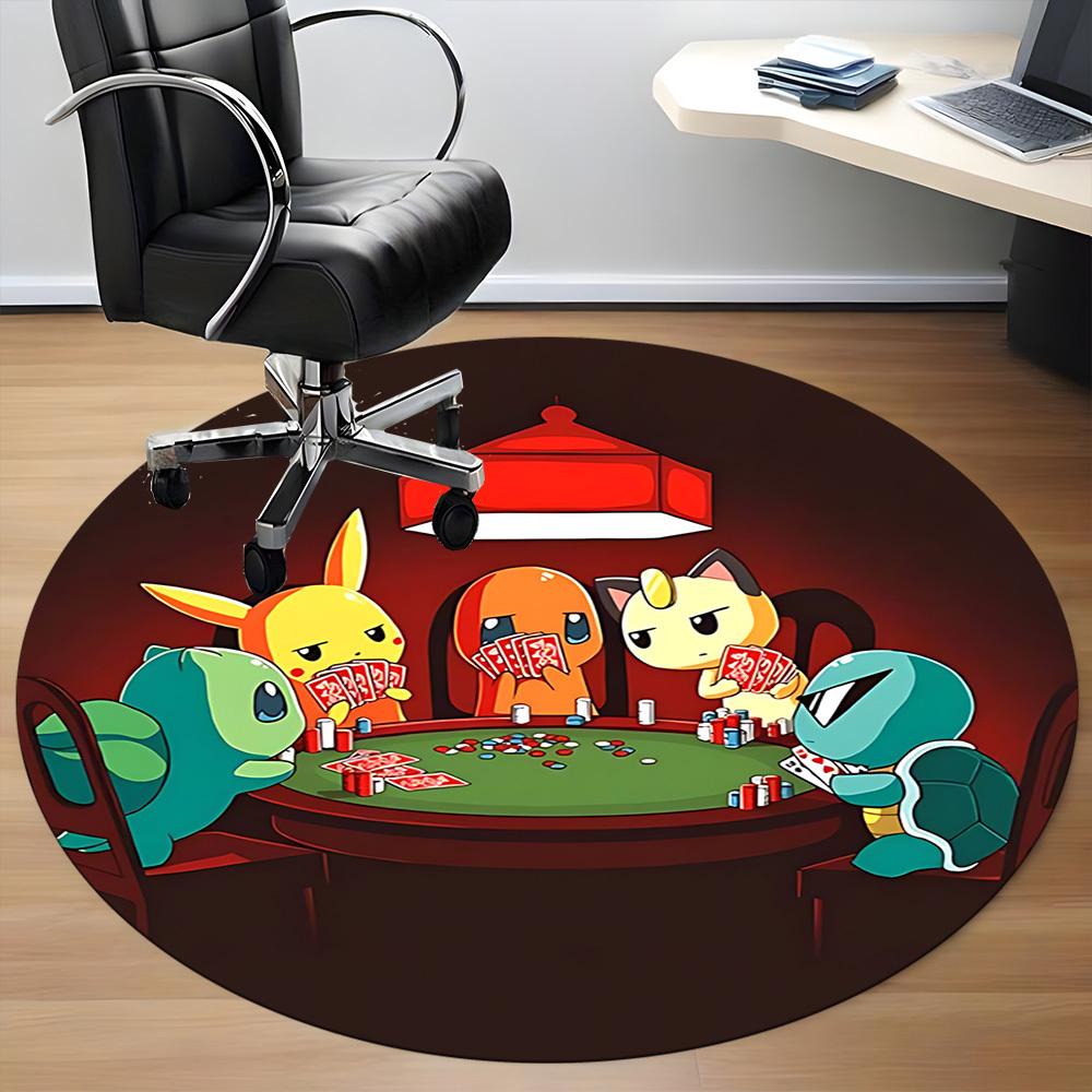 1pc Pokemon Characters Party Office Round Area Rug, Under Office Chairs Bedroom Living Room Home Decor  A1022275