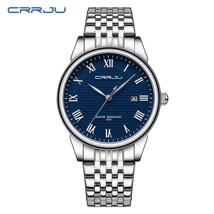 CRRJU Watch 5010 New Steel Strap Men's Watch Simple Fashion Calendar