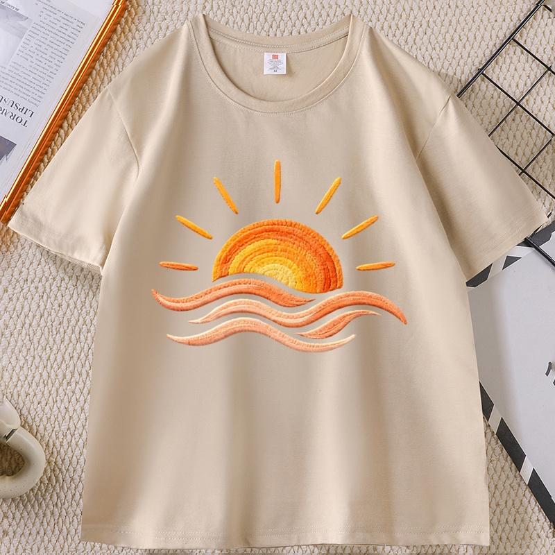 Sunset Beach T Shirt Coastal Summer TShirt Beach Vacation Tee Graphic Tee Print Short Sleeve Round Neck Tshirt Streetwear Top