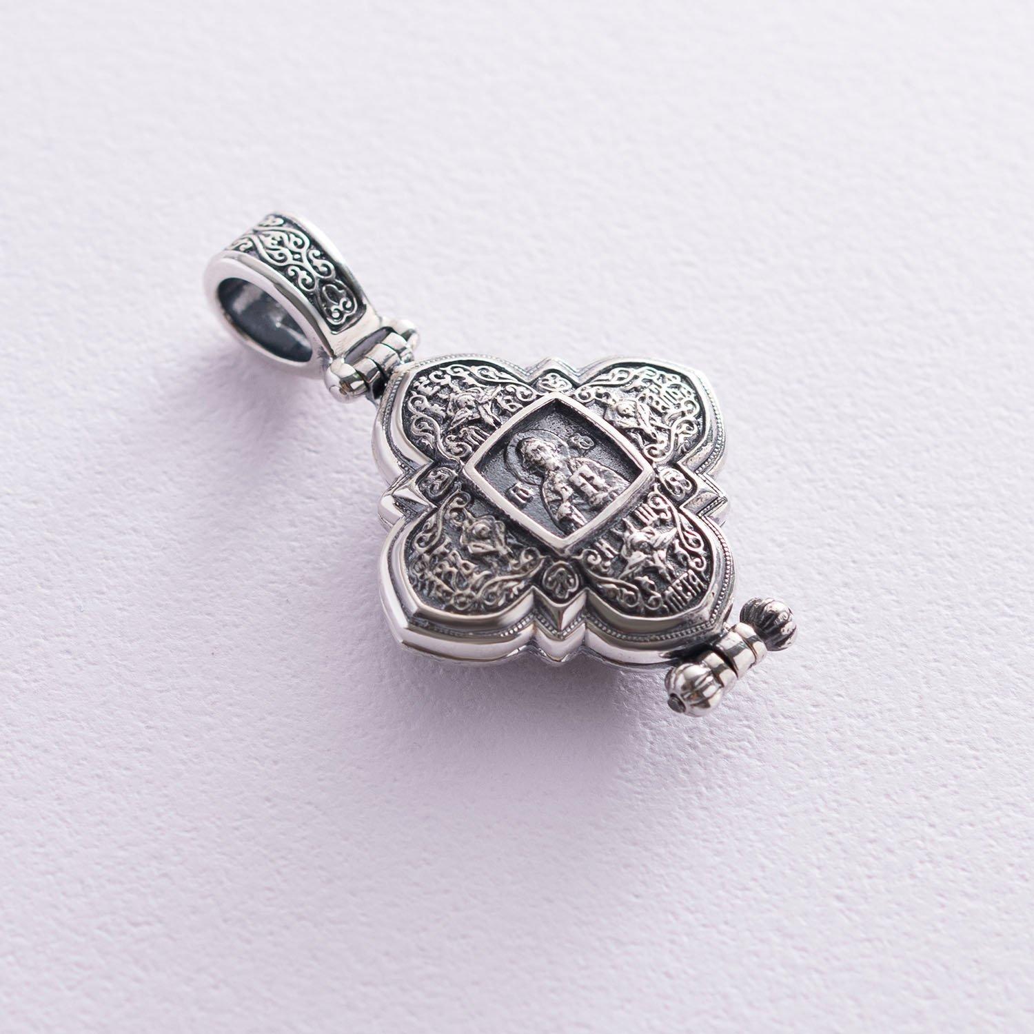 

Срібний мощевик Господь Вседержитель. Казанська ікона Божої Матері із чорнінням Oniks срібний