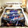 Amerikanisches Patriotisches Thema Benutzerdefinierte Decke Personalisierter Name & Text Angepasste Weiche Warme Überwurfdecke Heimdekoration