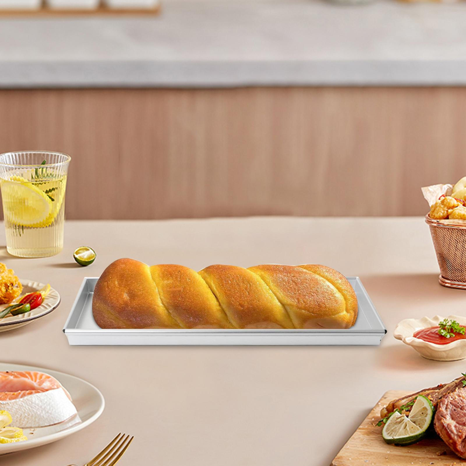 

Baking Tray Cake Sheet Heavy Duty Tool Food Dessert Serving Plate Bread Display Pan for 35cmx12cm