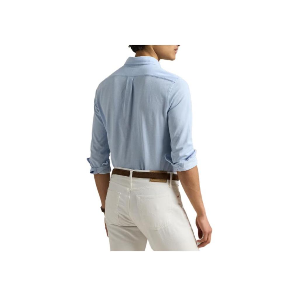 Polo Ralph Lauren Solid Long Sleeve Logo Shirt Men Shirts Blue 710932545-013