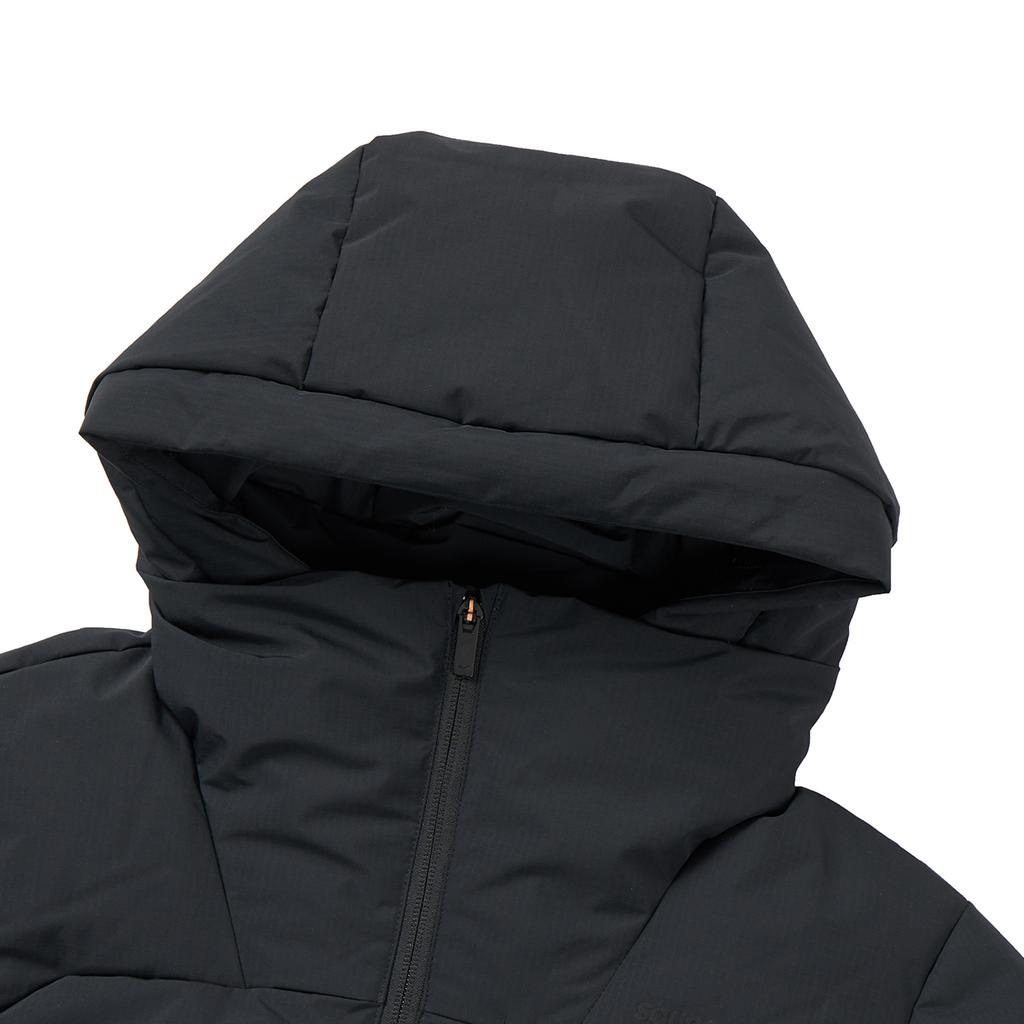 Saucony Mid-Length Hooded Zipper Solid Color Long Sleeve Down Jacket Women outerwear Black SC1240186AL-BK01