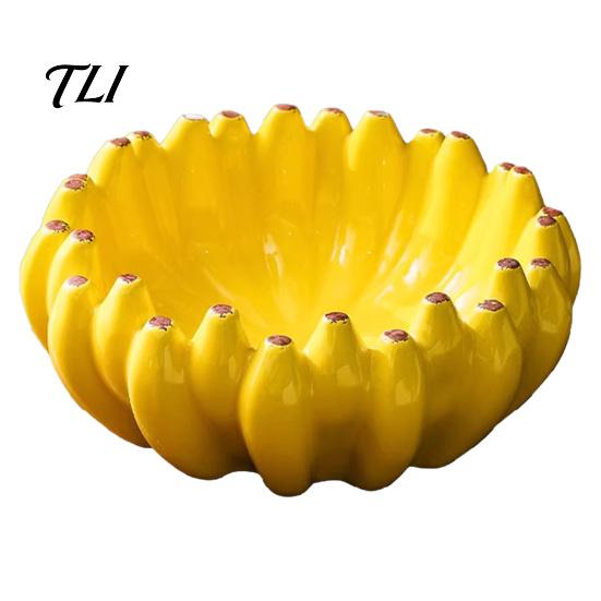 Accesorio para Isla de Cocina Cuenco de Cerámica para Fruta Plátano, Bandeja Amarilla Creativa, Decoración de Mesa Decorativa Juguetona Cuenco para Ensalada para Comedor