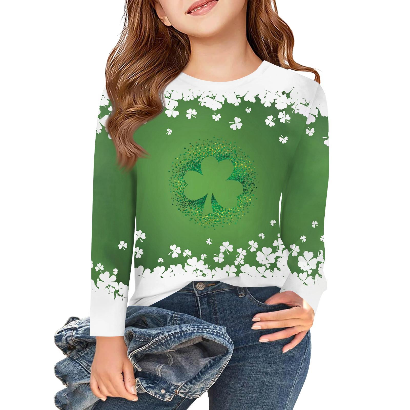 

Футболки с длинным рукавом для девочек, детские осенние топы с круглым вырезом и принтом, базовые футболки для детей 5–14 лет 140