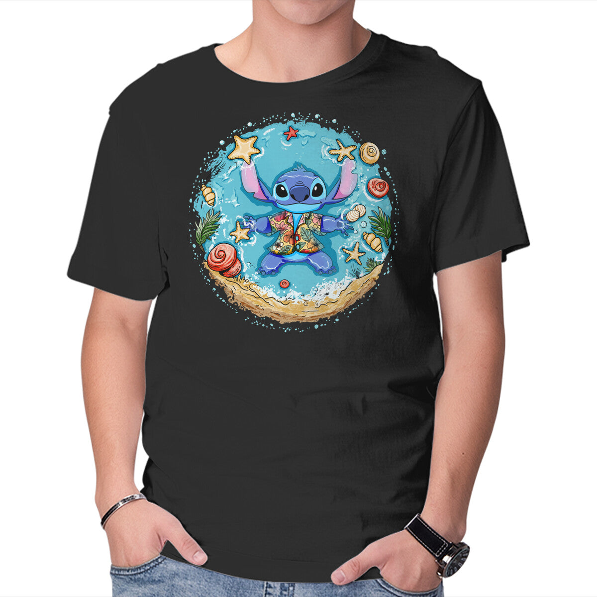 Unisex Crew Neck T-Shirt Ohana Means Vacation Graphic Short Sleeve Casual Tee XXXXL