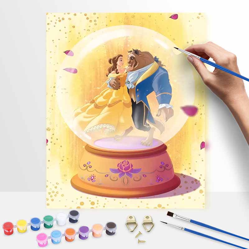 Disney oil painting BeautyandtheBeast handmade diy art painting home decoration