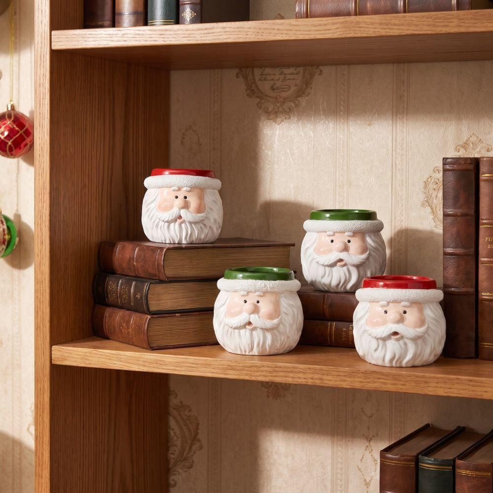 Resin Christmas Ornaments Cartoon Tabletop Plant Planter Santa Claus Flower Pot  Home