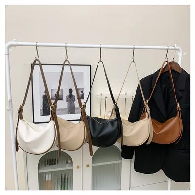 Soft Faux Leather Crescent Moon Bag for Women, Trendy 2026 Minimalist Shoulder Crossbody Purse, Korean Style Fashion Handbag