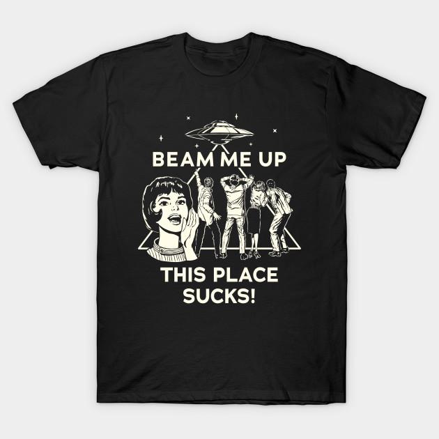 

Чоловіча чорна футболка з принтом Beam Me Up This Place Sucks Sci Fi Stranger Things Друкована на папері для термопереносу без вирізання Бавовняна футболка 3XL чорний