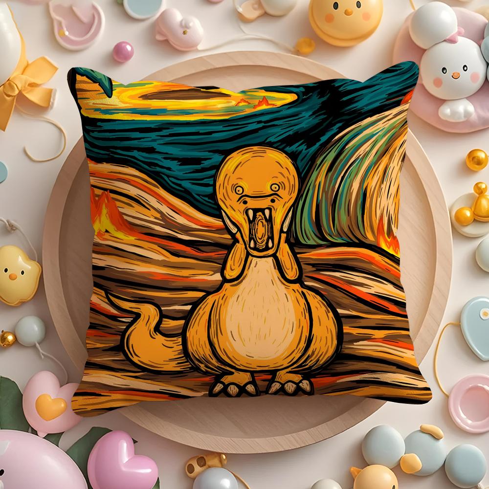 Edvard Munch The Scream Abstract Cushion Cover Plush Fabric Soft Double-Sided Printed Sofa Warm Winter Home Gift Pillow Cover