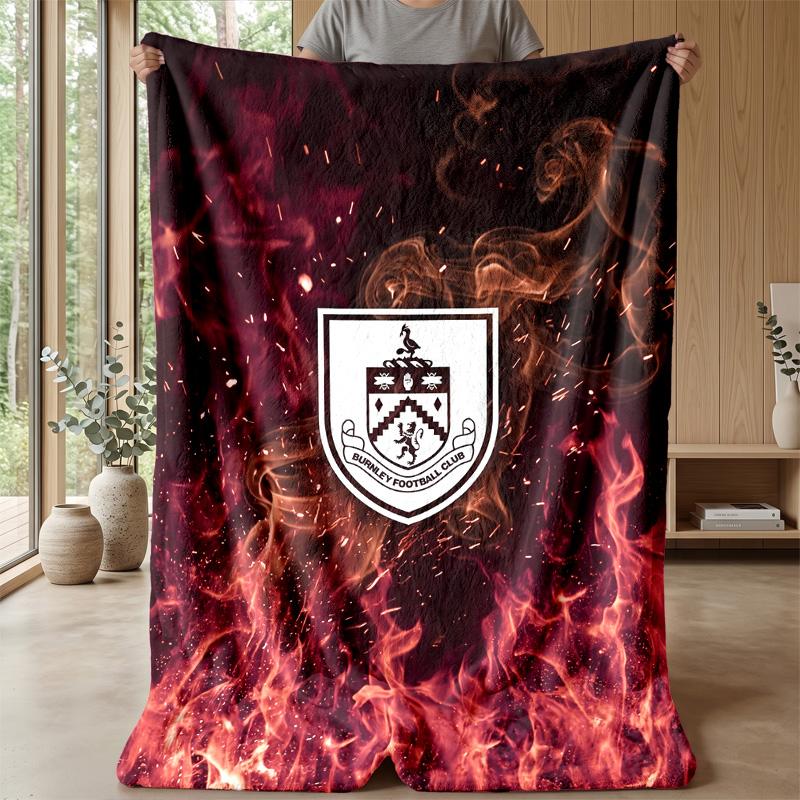 Coperta in Flanella con Stampa Calcio Burnley, Coperta Morbida Calda Leggera per Divano Letto Campeggio