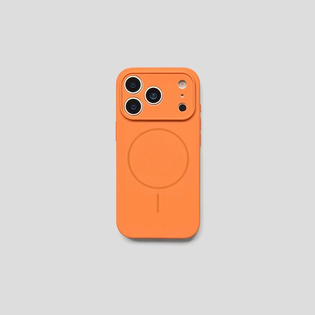 Applicable to iPhone17promax liquid silicone fine ring magnetic suction Apple 16 simple solid color anti-drop mobile phone case 15