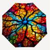 1PC Stained Glass ArtworkAutomatic Open/Close Umbrella with Windproof, 8-Rib Sturdy Canopy, Durable Ribs, Fashionable Design1272A