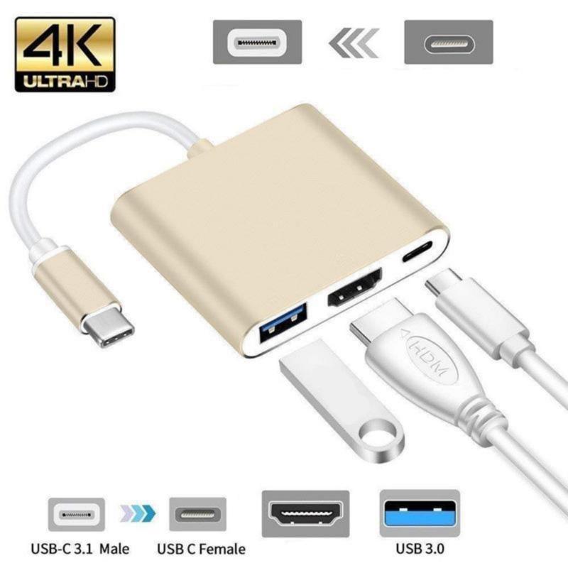 3 in 1 USB C Digital Multiports Adapter with 4K HDTV Output for Laptops and Tablets High Resolution HDTV Adapter