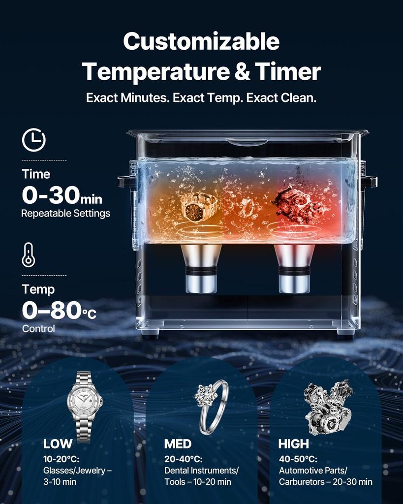 6L Ultrasonic Cleaner, Professional Ultrasonic Cleaner Machine with Cleaning Basket & Digital Display, 120W Stainless Steel 40kHz Cleaning Machine for