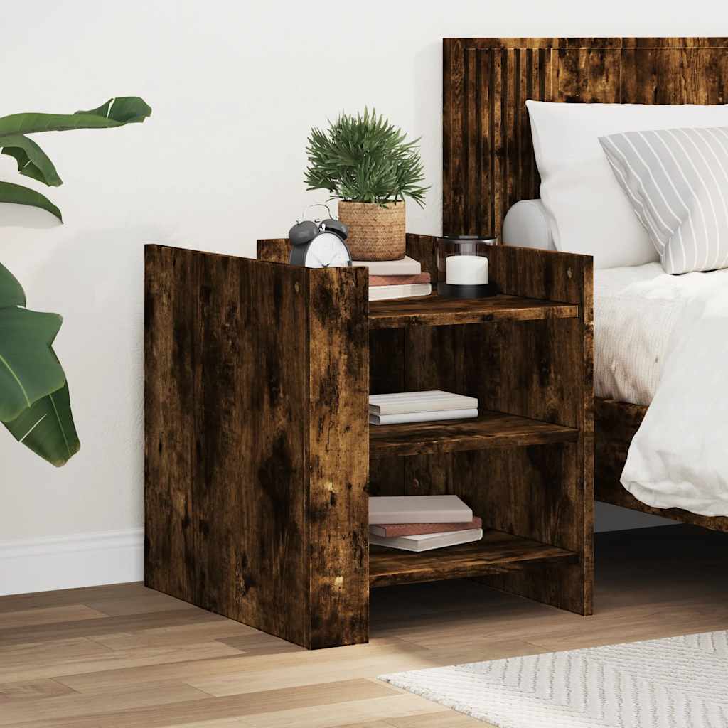 Nightstand Smoked Oak 45x50x50 cm Engineered Wood