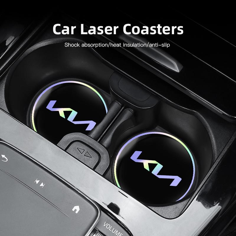 2Pcs Car Emblem Water Cup Pad Color Insulated Coasters Mat For KIA K5 Sorento Ceed Sportage Carnival Stinger Forte Niro Cadenza dmzu30