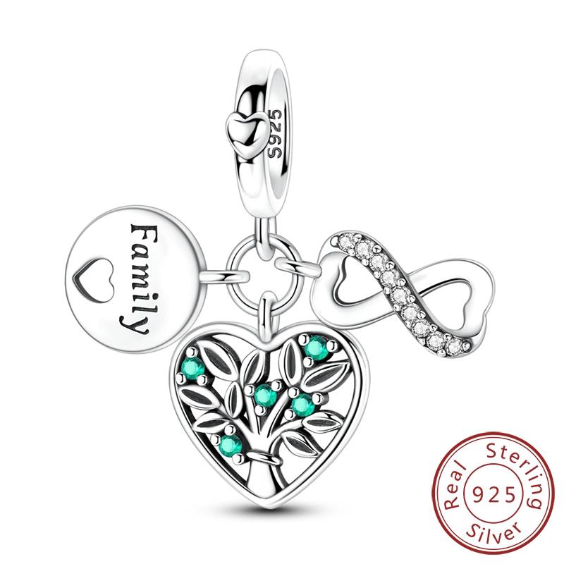 925 Silver Golden Pony Heart Cross Four Leaf Clover Tree of Life Charms Beads Fit Bracelet Women Jewelry