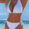 1011 New Bikini Two-piece Set European and American Neck Strap Sexy Swimsuit Printed Swimsuit Set