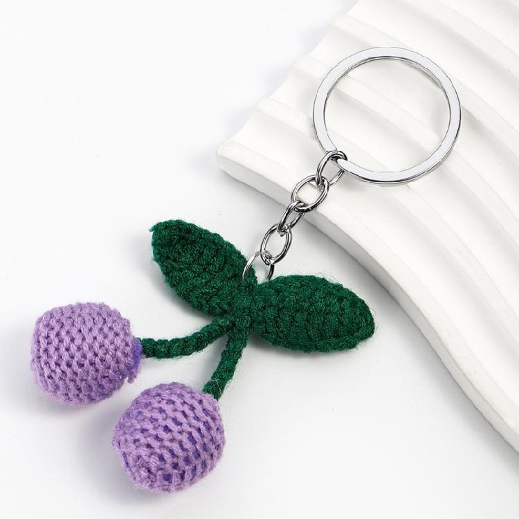 Unique Cherry Charm Pendant Sturdy Yarn Ornament Handmade Knitted Designs Accessory for Keychains and Personalize Gifts