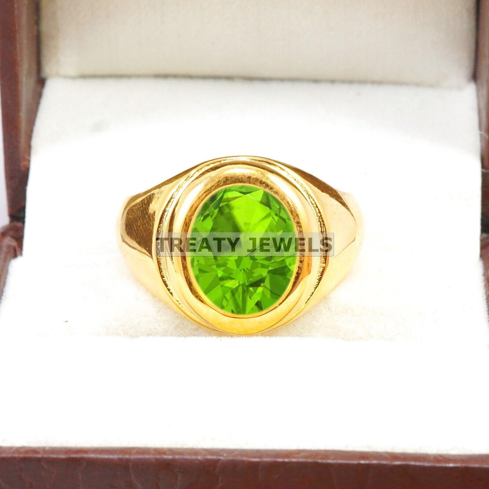 

Peridot Oval Cut With 925 Sterling Silver Gold Plated Ring For Men s #B469 JL375683907558 4-16 US золотий