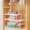 Punch-Free Retractable Kitchen Cabinet Organizer: Iron Art Grid Shelf & Stackable Wardrobe Partition.
