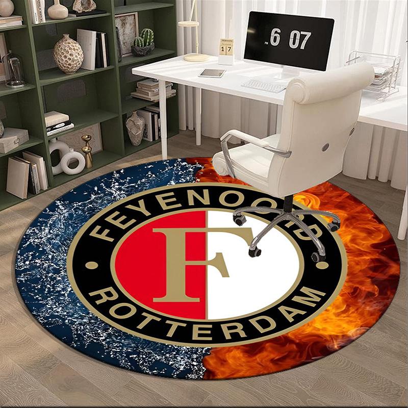 Feyenoord Rotterdam Crest Round Rug for Livingroom,Bedroom, Palyroom, Chair Rug, Area Rug, Circle Carpet, Fan Christmas Gift
