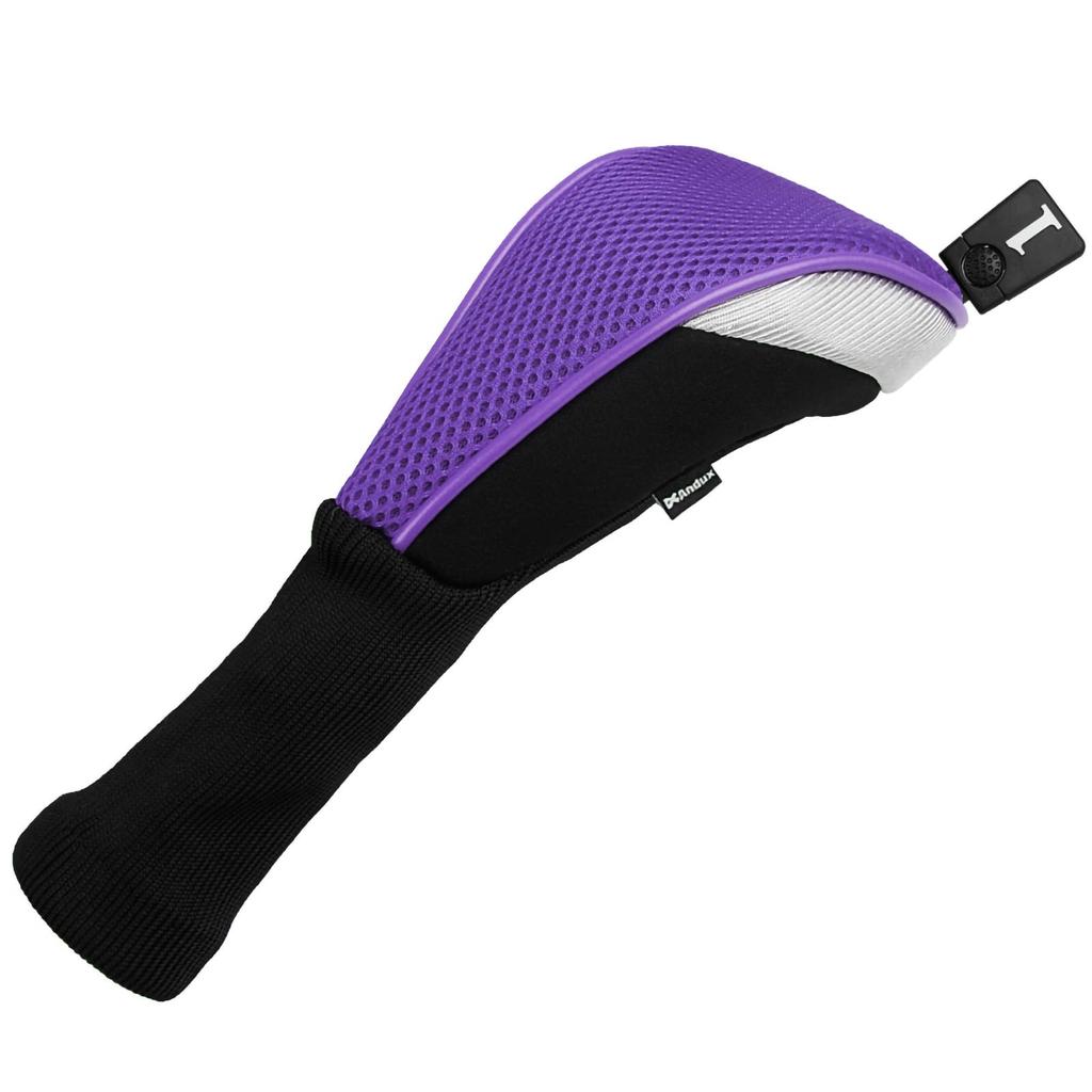 Andux Golf Club Head Cover Golf Wood Driver Head Cover Set of 4 Compatible with 460cc MTMG30 (Purple)