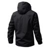 Men's Color Outdoor Workwear Casual Loose Zipper Pocket Warm Long Sleeved Hooded Jacket