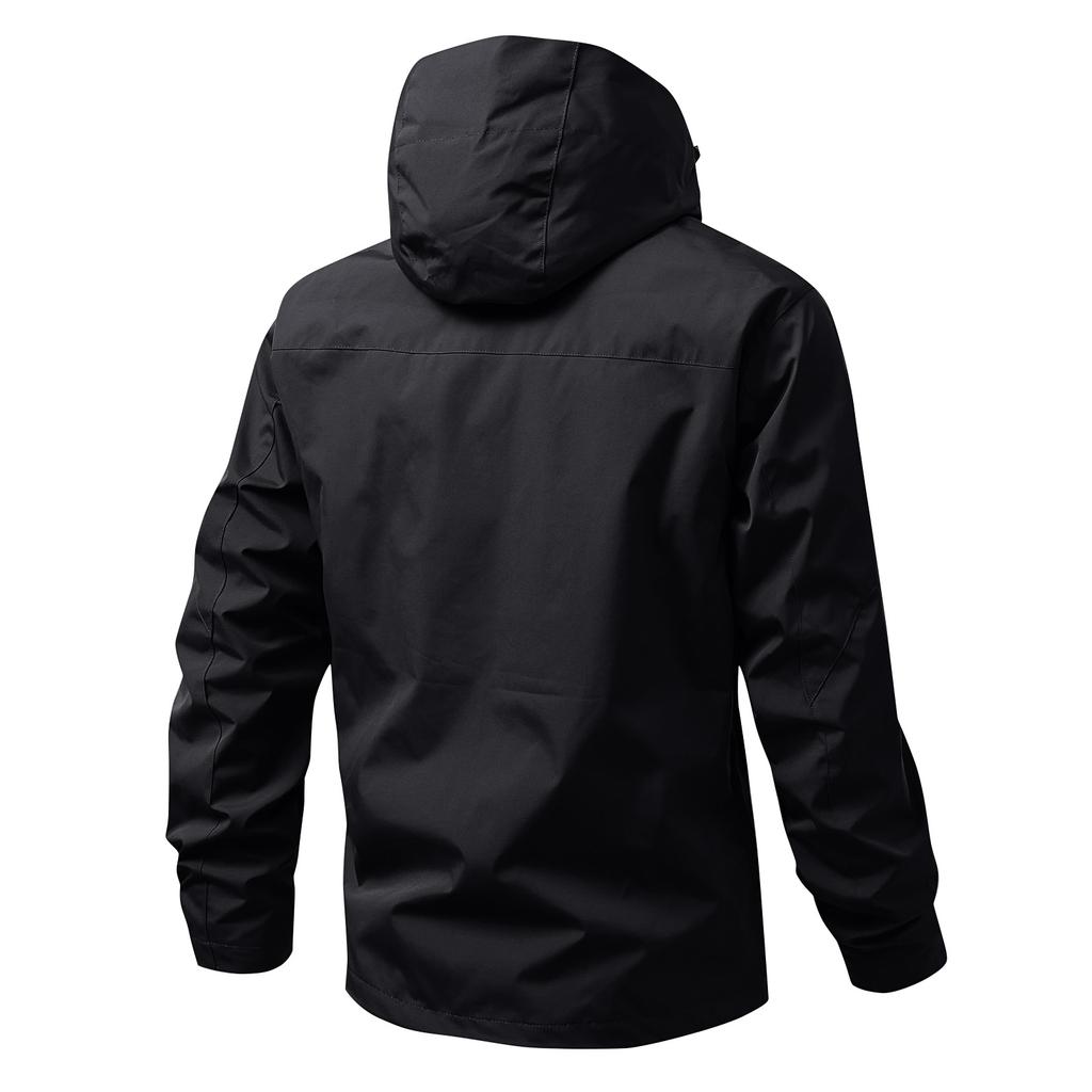 Men's Color Outdoor Workwear Casual Loose Zipper Pocket Warm Long Sleeved Hooded Jacket