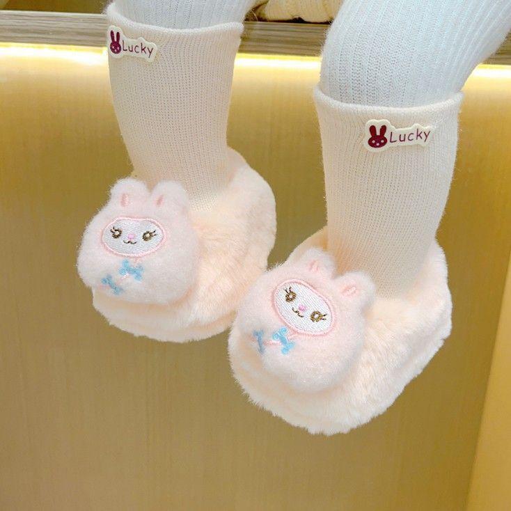 

Baby Winter Shoes Newborn Thickened Fleece Warm Cartoon Shoes Socks Baby Shoes Soft Sole Non-Slip Walking Shoes Inner Length11.5cm