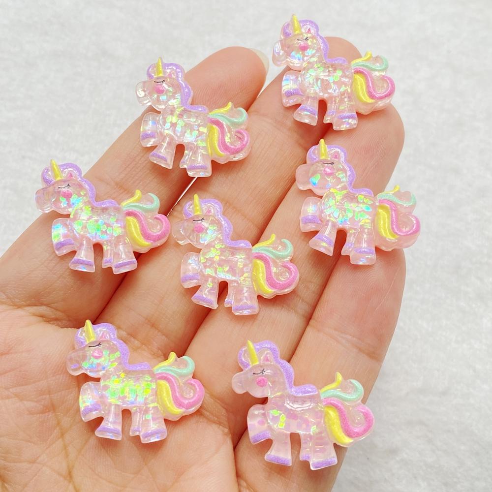 12Pcs Cute Resin Cartoon Shiny Unicorn Flat Back Scrapbooking DIY Jewelry Craft Decoration Accessories