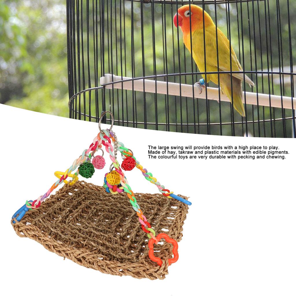 Bird Climbing Net Colourful Swing Hammock Chewing Hanging Mat for Decoration Playing