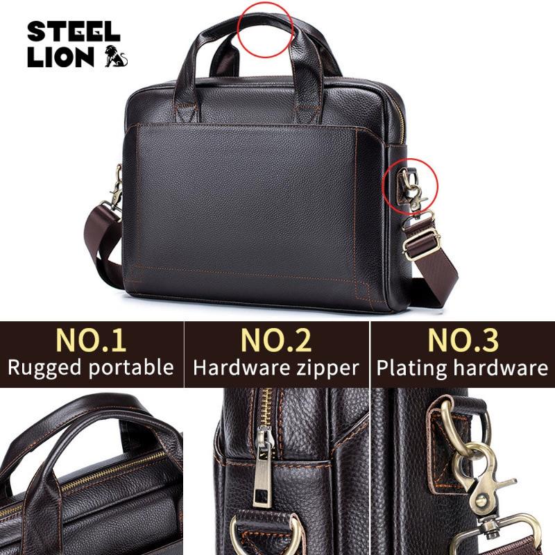 Business-Aktentasche aus hochwertigem Leder für Herren – Professionelle Laptop-Handtasche mit mehreren Fächern, strapazierfähige Büro-Arbeitstasche