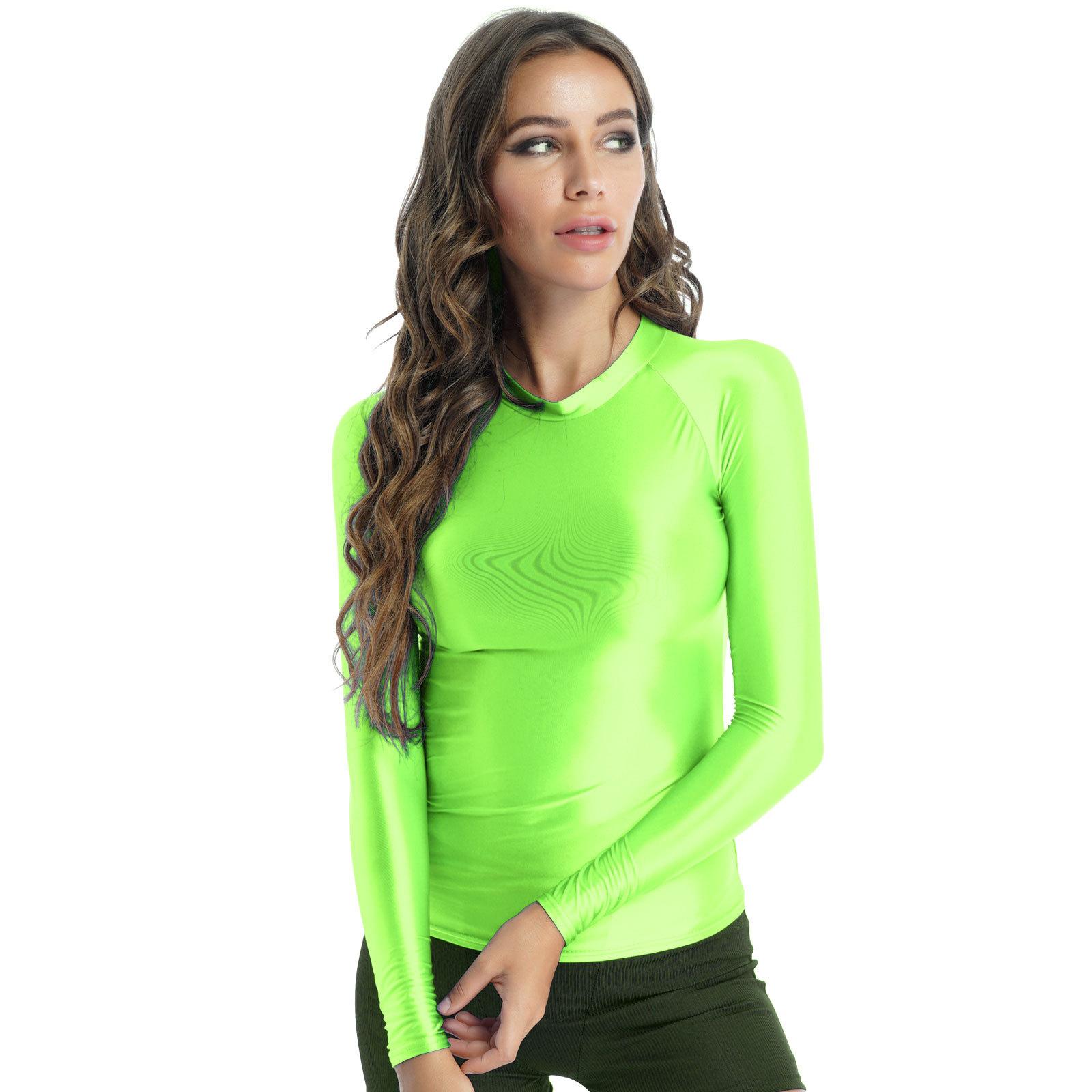 

Womens O Neck Long Sleeve T-Shirt Slim Fit Solid Color Breathable Yoga Sportswear Top XL