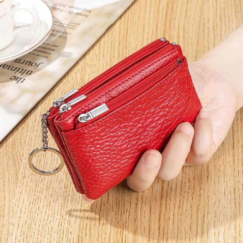 New Soft Genuine Leather Women's Wallets Zipper Portable Purses Coin Holders Large Capacity Storage Bag Money Bag Gift