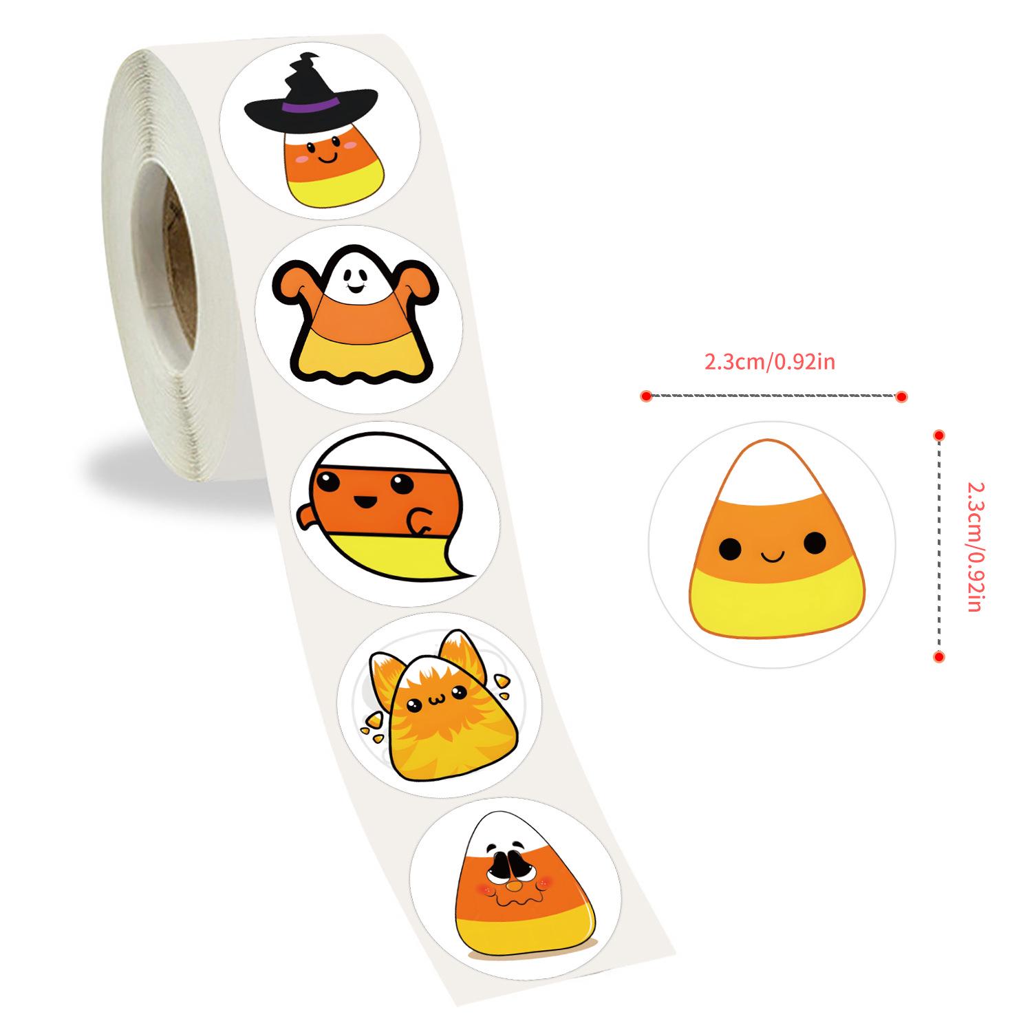 Cartoon Candy Corn Stickers - 500 Sheets/Roll for DIY Decoration and Decals