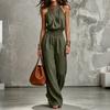 Tuta da donna con scollo sulla schiena, gamba larga, vita legata, senza maniche, rompers alla moda
