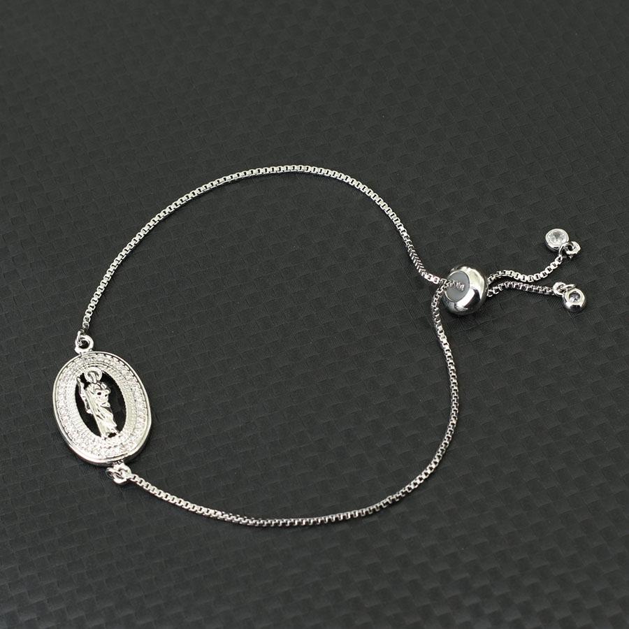 Virgin Mary Zirconia Bracelet Men Women Geometric Ornament Chain Braslet Luxury Silver Hand Jewelry Drawstring Design Adjustable