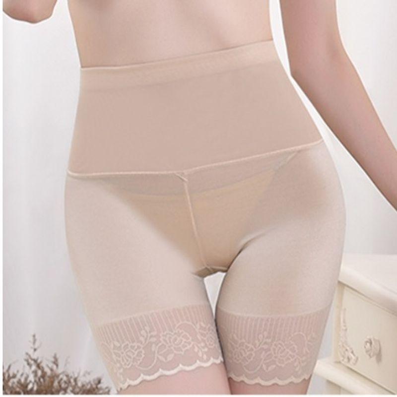 

Летние больших размеров 100,00 кг Толстая сестра Ледяной шелк Лоскутное кружево Брюки с завышенной талией и защипами Модная лента Безопасные леггинсы для женщин Skin color 5XL((80.00 kg-100.00 kg)