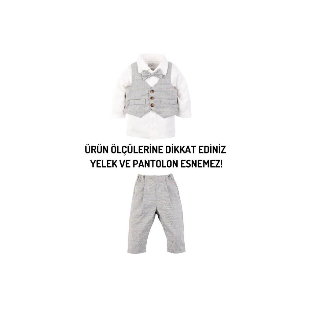 Miniropa Plain Black 3-piece Baby Set With Bow Tie And Vest