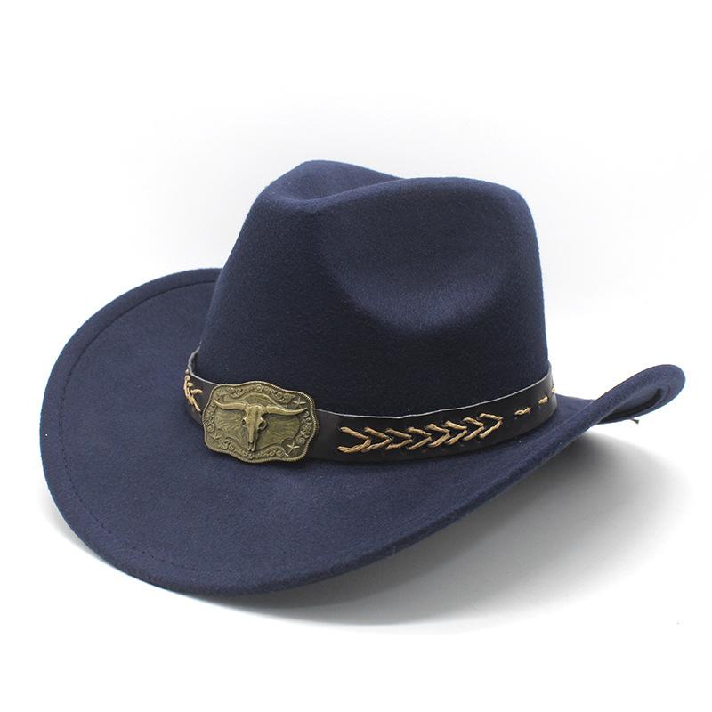 Ethnic Tibetan Style Western Cowboy Hat Top Hat Men'S And Women'S Felt Hat Rolled-Brim Jazz Hat Hat Tide